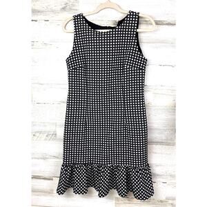 Elliott Lauren Womens 6 Black White Gingham Sleeveless A-Line Party Mini Dress